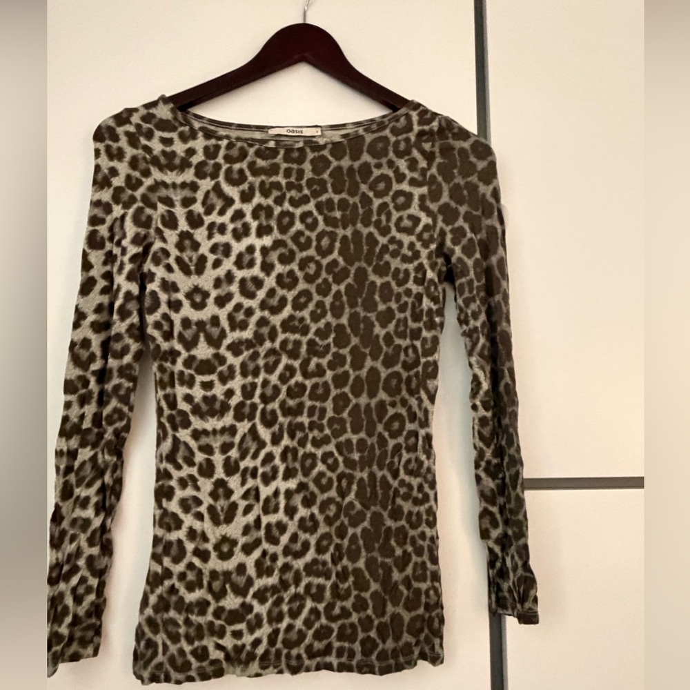 Oasis Brown Leopard-Print Long Sleeve Top